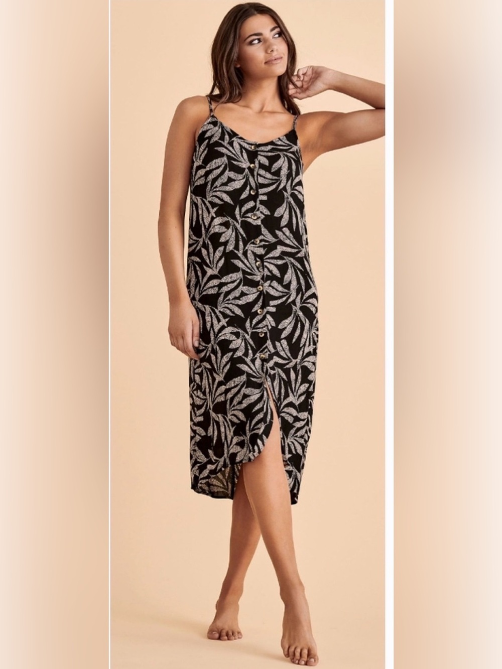 Rip Curl Black and whiteTropical Print Dress